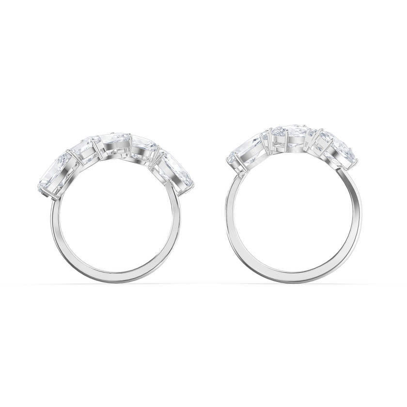swarovski millenia cocktail ring  set  white  rhodium plated